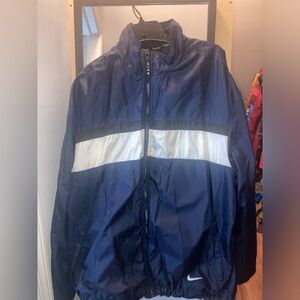 Nike navy blue and white windbreaker size XL